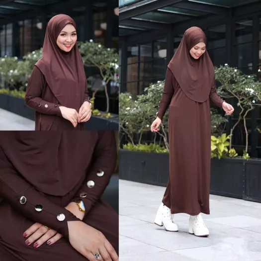 Delline Abaya Set: Breathable, Modest Black Hijab & Dress for Everyday Wear