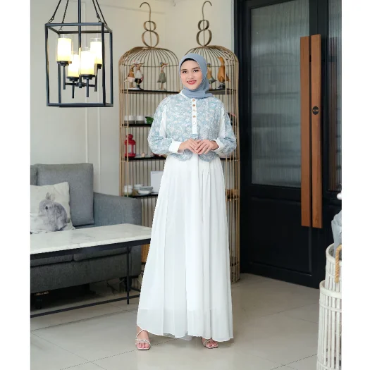 Alea Elegant Cotton Dress with Exclusive Tulle Combination, Nursing-Friendly Gamis