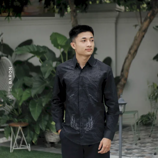 Batik Baron Premium Slimfit Long-Sleeve Batik Shirt – Maharaja Black