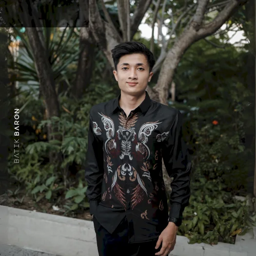 Batik Baron Men’s Long Sleeve Slimfit Premium Batik Shirt with Full Lining, Soft and Comfortable – Mahesa